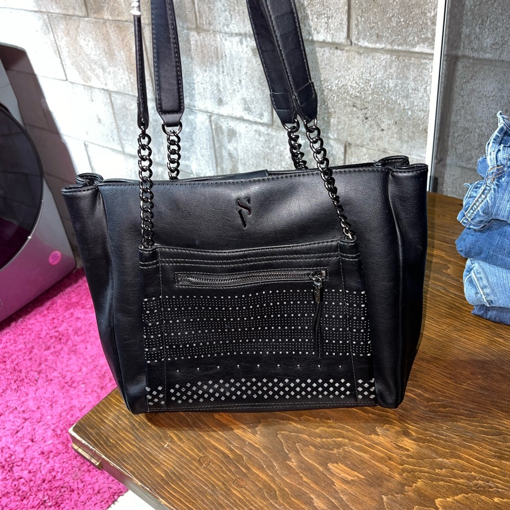 Simply Vera Vera Wang Black Studded Shoulder Bag